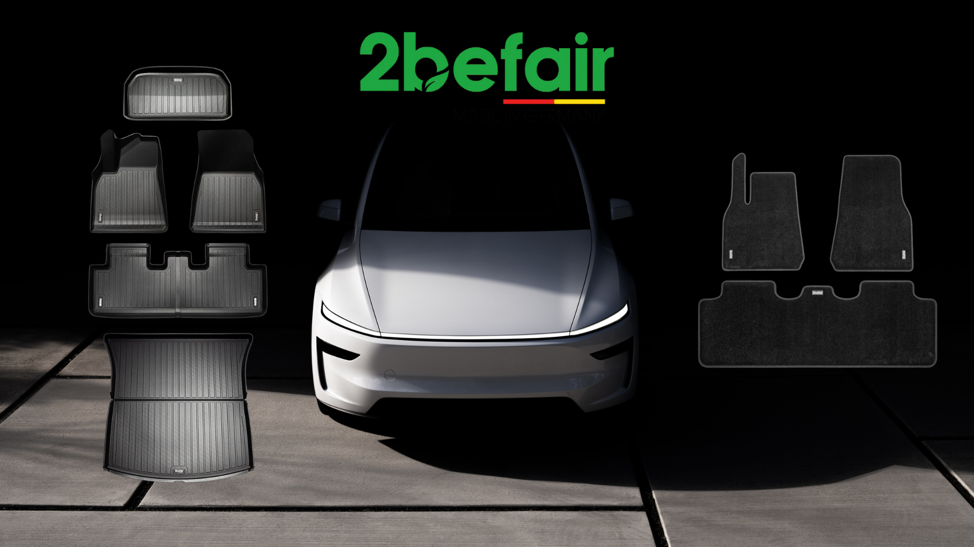 SET 77 Tappetini in gomma e tappetino Tesla Model Y 2020-2024 g