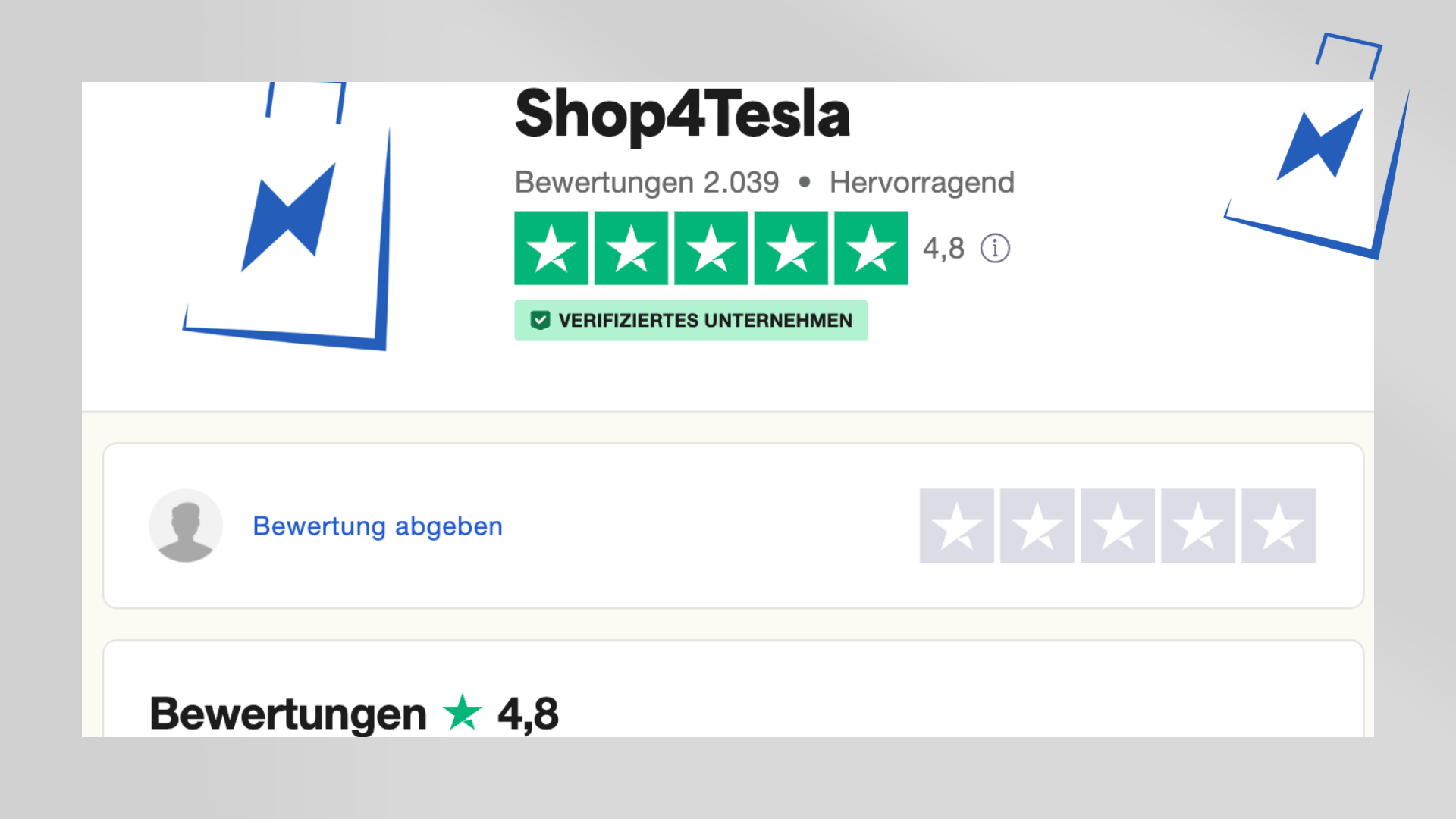 Shop4Tesla says thank you for over 2000 reviews on Trustpilot!