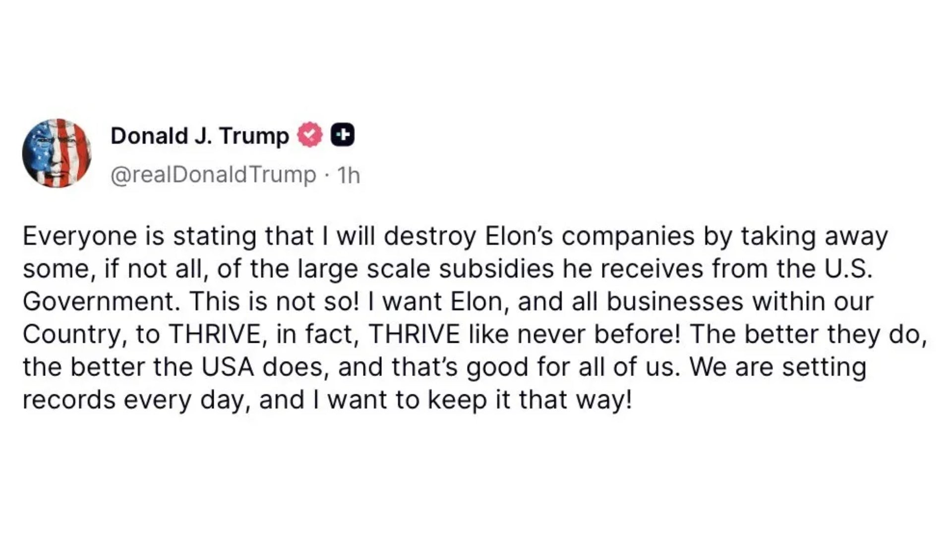 Trump stellt klar: Tesla und SpaceX sollen „wie nie zuvor florieren“