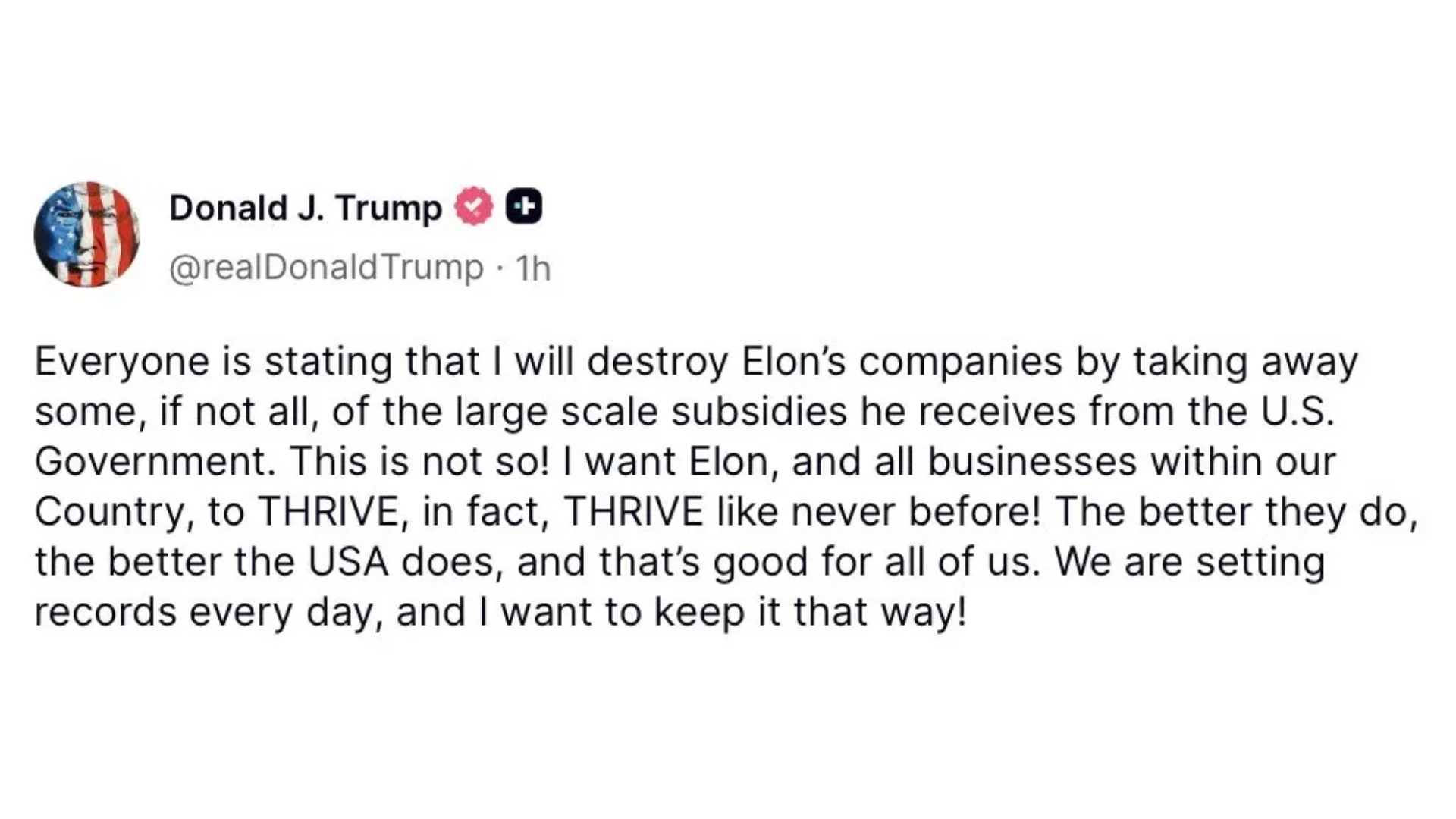 Trump stellt klar: Tesla und SpaceX sollen „wie nie zuvor florieren“