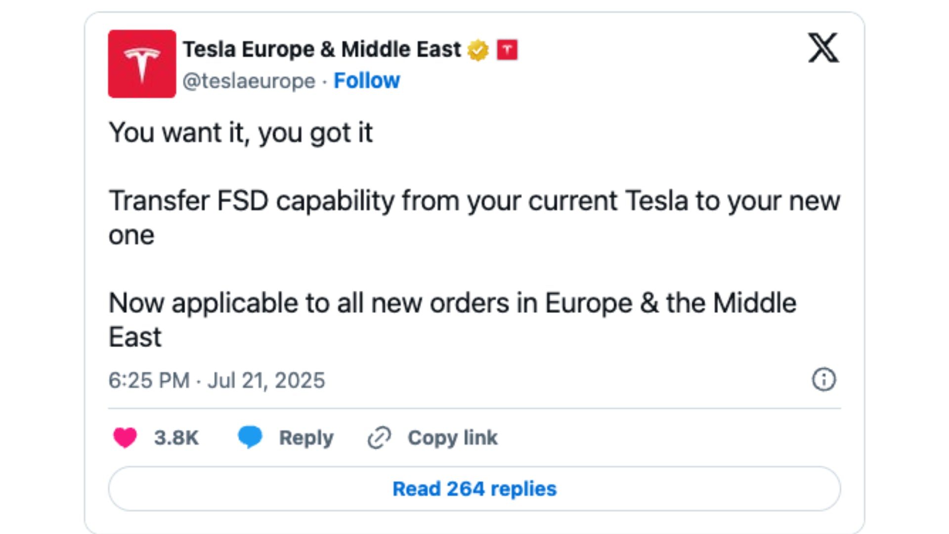 Tesla startet FSD-Transferprogramm jetzt auch in Europa und im Nahen Osten