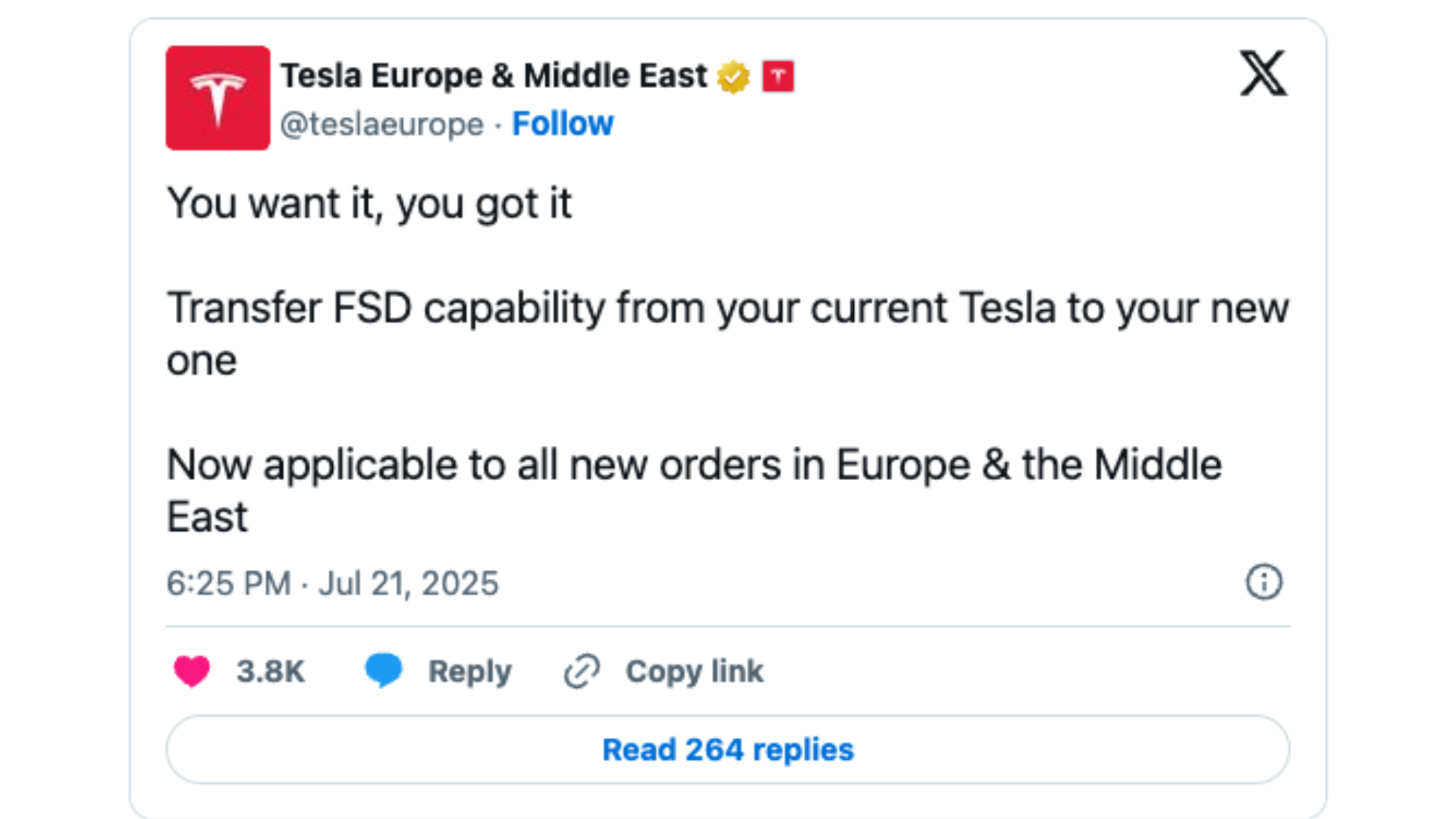 Tesla startet FSD-Transferprogramm jetzt auch in Europa und im Nahen Osten
