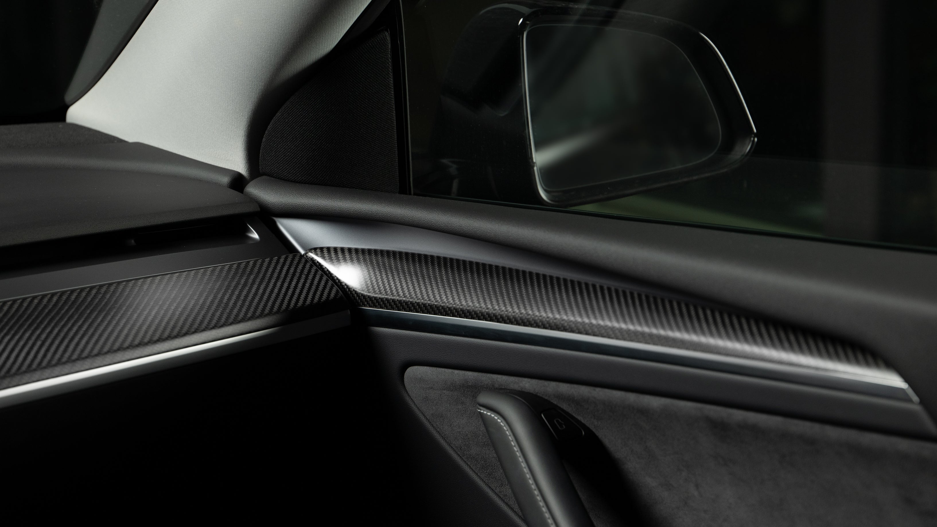2pcs/set Carbon Fiber Style Dashboard Cover Sticker Trim fit for Tesla  Model 3